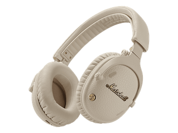 Auriculares inalámbricos - Marshall Monitor III, 100 h Autonomía, Cancelación activa de ruido y modo Transparencia, Plegable, Crema