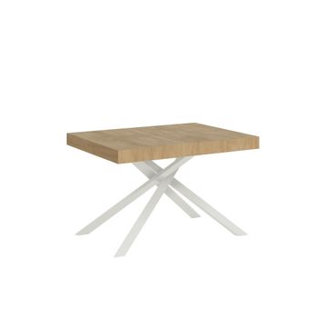 Mesa extensible 90x130/234 cm efecto madera roble natural, hierro