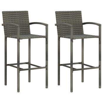 Taburetes De Cocina 2 Unidades Ratán Sintético Gris Vidaxl