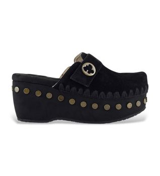 Mou para mujer. MU.SW611001A Zuecos de ante Clog plain negro (37), 3 a 5cm, Ninguno, Casual