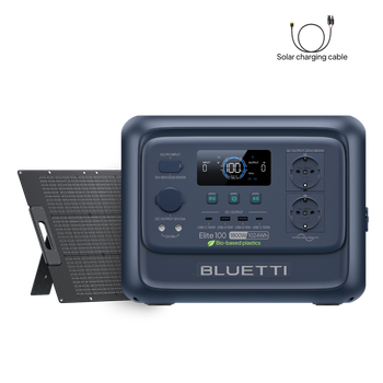 BLUETTI Elite 100 V2 y Panel Solar 100W Power Station Bio-Based ISCC PLUS 1024Wh, 2 Tomas CA 1800W, Respaldo para apagones y Viajes
