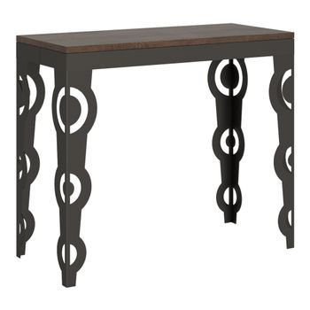 Consola Extensible 90x40/196 Cm Karamay Small Evolution Nogal Estructura Antracita