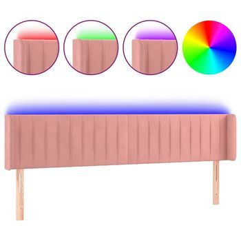 Cabecero Con Led De Terciopelo Rosa 183x16x78/88 Cm Vidaxl