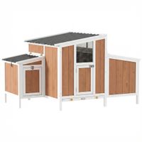 pawhut gallinero para exterior de madera 145x90x92 cm para 2-4 gallinas con nido casa lateral bandeja extraible marron claro   aosom espana