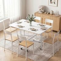 mesa plegable de comedor de mdf acero homcom 120x80x73cm blanco