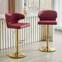 set de 2 taburetes de bar - mueble para cocina y bar - pu y metal - rojo 497x45x110cm