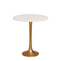 mesa auxiliar de marmol blanco y dorado