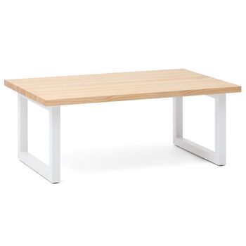 Mesa De Centro Icub Strong Eco 60x100x43cm Blanca Madera Efecto Vintage Estilo Industrial