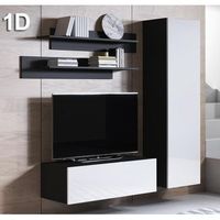 mueble de salon  composicion de salon tv  mueble tv  conjunto de salon  ancho 160cm  modelo luke 1d  negro con blanco acabado en brillo