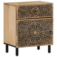 mesita de noche con cajon y almacenaje con puerta 50 x 33 x 60 cm madera mango y hierro dec033041