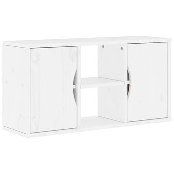 Mueble Tv | Mueble De Salón | Mesa De Tv Odda Madera Maciza De Pino Blanco 79x24x40 Cm