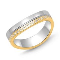 anillo de plata 925 parcialmente chapado en oro circonita