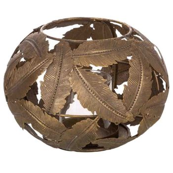 Portavelas de metal  dorado 21x21x14h cm