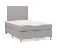cama box spring con colchon tela gris claro 120x200 cm liso con clavos