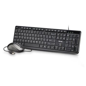 Teclado NGS Cocoa KIT V2 de membrana con 12 accesos multimedia y ratón óptico USB