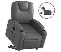 vidaxl sillon reclinable elevable electrico de cuero sintetico gris