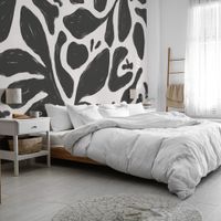papel pintado panoramico con motivos vegetales gris oscuro