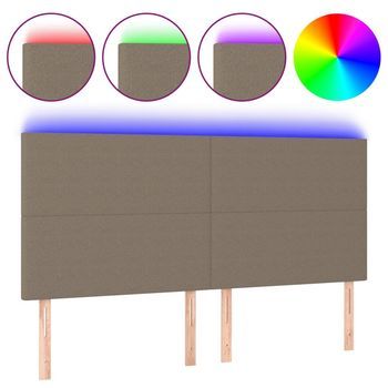 Cabecero Con Luces Led Tela Gris Taupe 160x5x118/128 Cm Vidaxl