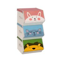 juego de 3 cajas almacenaje tela infantil conejo gato leon