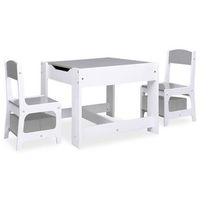 mesa infantil con 2 sillas mdf blanco