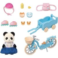 set sylvanian families 5652 bicicleta remolque figura nina panda