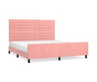 estructura de cama con cabecero de terciopelo rosa 160x200 cm rayas horizontales