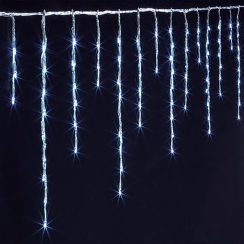Cortina De Luz Estaláctica Efecto Nevada De 480 Led 8m Con Temporizador Blanco Frío Para Exteriores