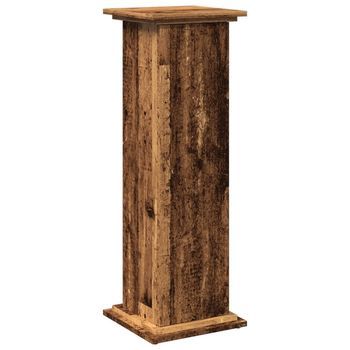 Pedestal Expositor Con Almacenaje Madera Envejecida 31x30x90 Cm Vidaxl