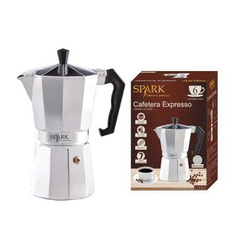 SPARK. Cafetera Expresso Clásica de INDUCCIÓN. 6 TAZAS. de Aluminio Premium.  Mango Ergonómico. Café. Italiana.