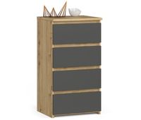 comoda akord cl4 roble artisan 40 cm 4 cajones frente en color grafito gris 40x35x74 cm