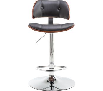 Victoria Faux-Leather Bar Stool Chair - Black & Walnut, Black