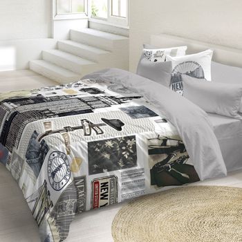 Naturals - Funda Nórdica Estampada Cama 150 - Algodón Extra Suave - Incluye 1 O 2 Fundas De Almohada - Fabricado En España - Ny Travel