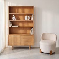 libreria de 120 cm de roble macizo y chapa de roble
