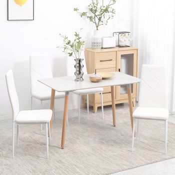 4 Sillas De Comedor De Espuma Acero Plástico Homcom 41x50x97cm-blanco