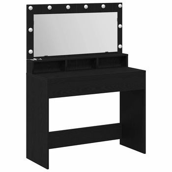 Mesa Tocador | Mesa De Maquillaje Roble Negro 100 X 41 X 135 Cm Madera De Ingeniería