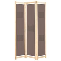 biombo divisor de 3 paneles de tela marron 120x170x4 cm vidaxl