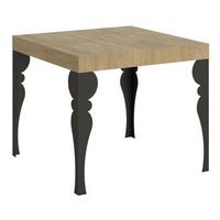 mesa extensible cuadrada pequena 90x90246 cm estilo oriental torza-color natural-3 alargaderas gruesas
