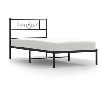Estructura de cama con cabecero metal negro 90x200 cm con cabecero