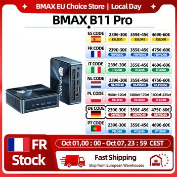 BMAX B11 Pro Mini PC con IA, Intel Core Ultra 5 115U, 8 Núcleos, 10 Hilos, 16 GB de RAM, SSD de 512 GB, WiFi, Bluetooth, USB, HDMI, Tipo-C, Windows 11