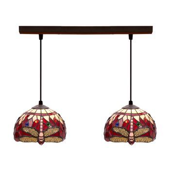 Colgante De Techo Tiffany Regleta  Belle Rouge D-20cm X2