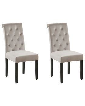 Conjunto de 2 sillas de comedor  terciopelo gris