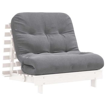 Futón Sofá Cama Con Colchón Madera Maciza Blanco 90x206x11 Cm Vidaxl