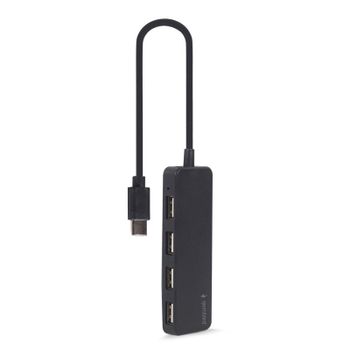 Hub Gembird 4 puertos USB 2.0 0,3 m cable Tipo-C integrado UHB-CM-U2P4-01