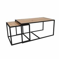 set mesas auxiliares de aglomerado wellhome 58x110x14 cm roble y negro