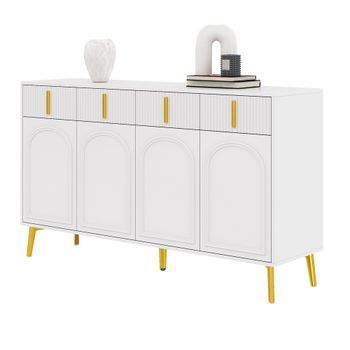 Aparador - Mueble Para Salón Y Comedor - Mdf - Blanco (140x38x82cm)