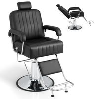 costway sillon de peluqueria hidraulico de 108-121 cm con giro de 360 reposacabezas respaldo reclinable y ajuste de altura carga 150 kg negro