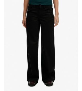 Superdry para mujer. W7011313A Pantalón Mid Rise Baggy negro (32/32), Casual, Algodón