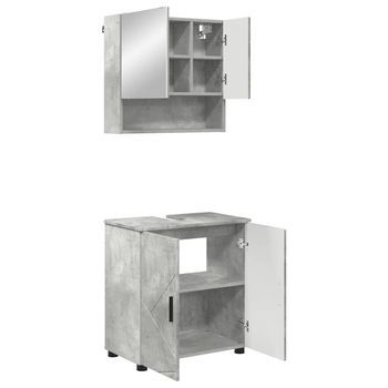 Juego De Muebles De Baño 2 Uds. Gris Concreto 61 X 35 X 64 Cm Vidaxl
