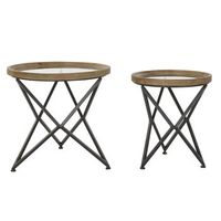 mesa centro set 2 metal cristal 65x65x63 cristal