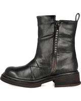 de azarey 494h596 botines moteros de cuero negro con cierre y detalles gris